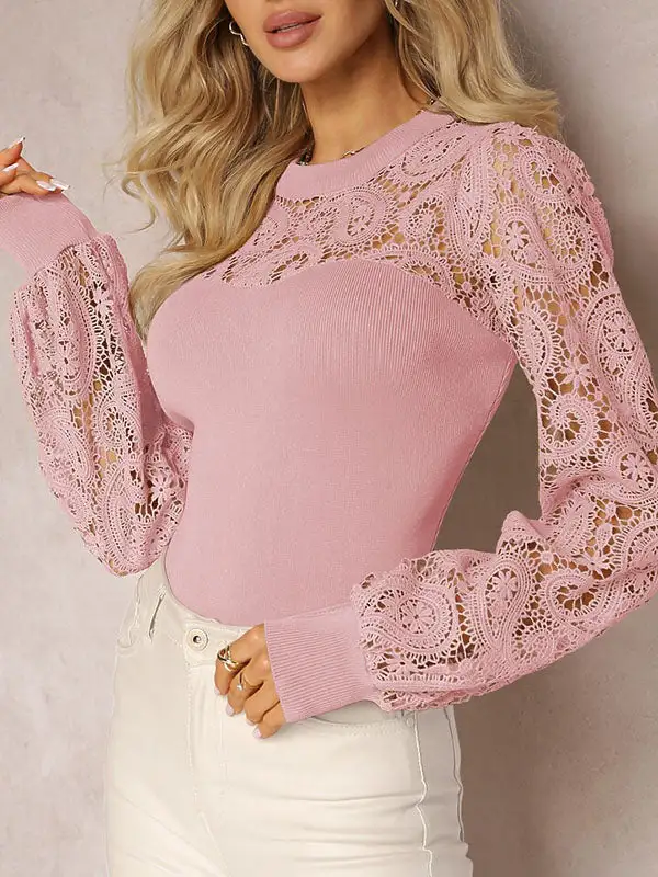 Long Sleeve Relaxed Cutout Pleat Detail Panel Detail Round Neck T-Shirt