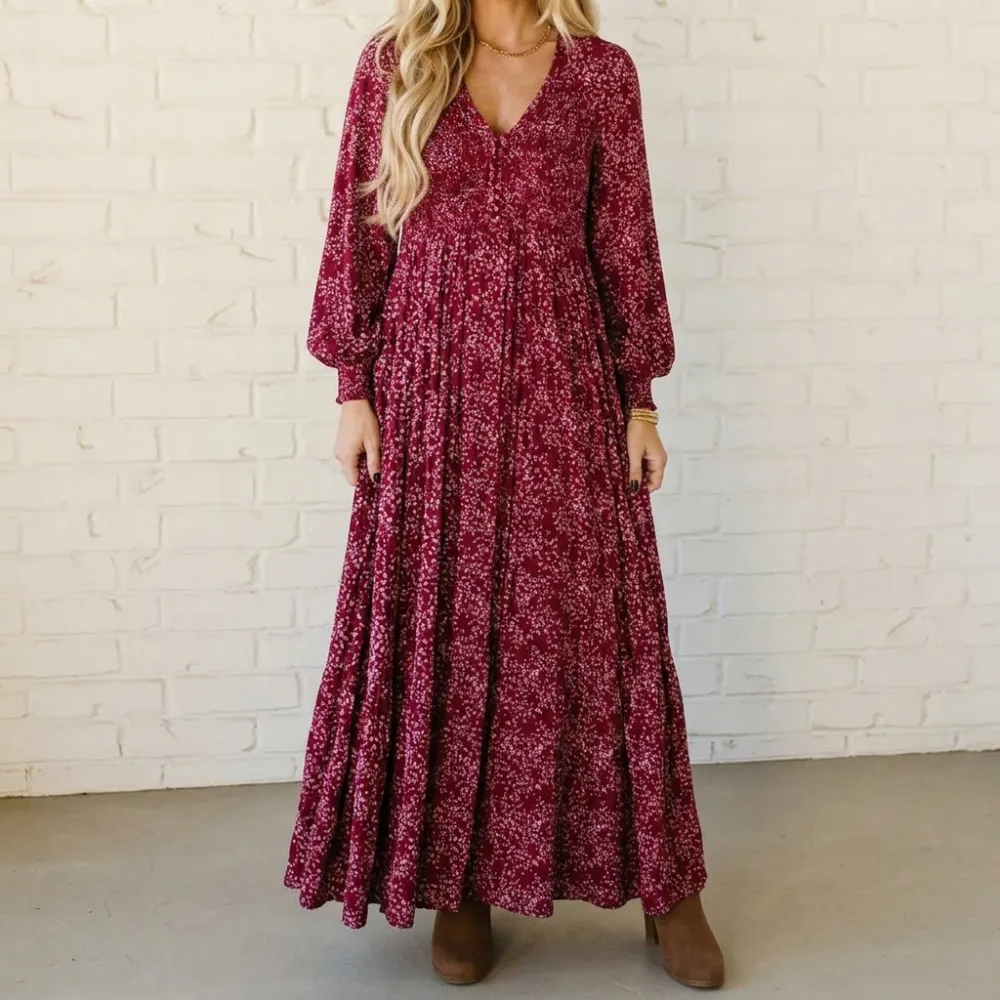 Smocked Floral Waist Maxi Dress