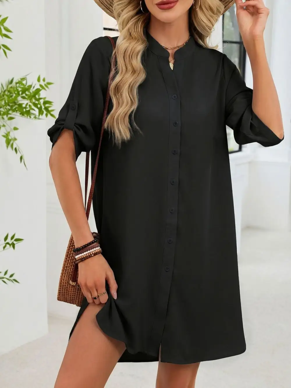 Comfort Fit Button Front Shirt Dress