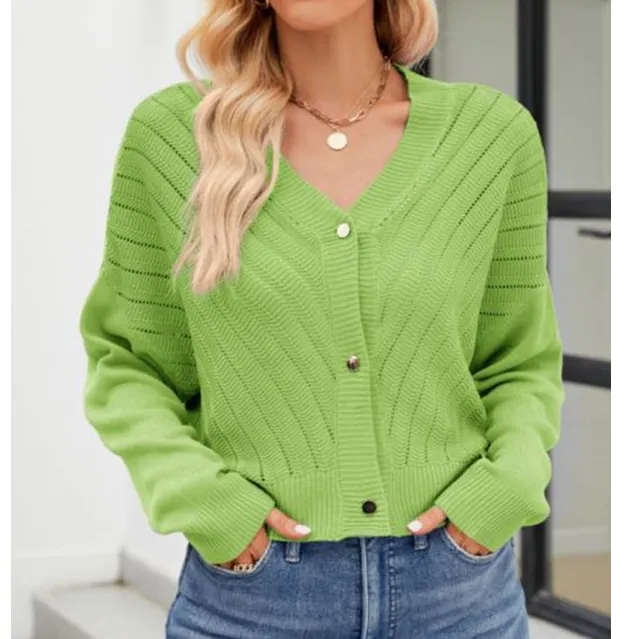 V Neck Button Down Cardigan