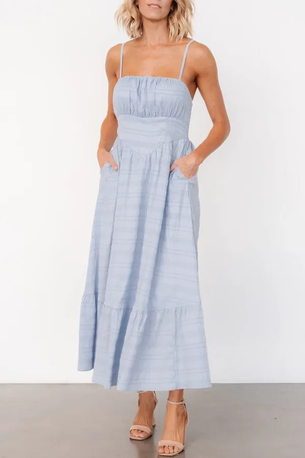 Simple Solid Color Flowing High Waist Dress