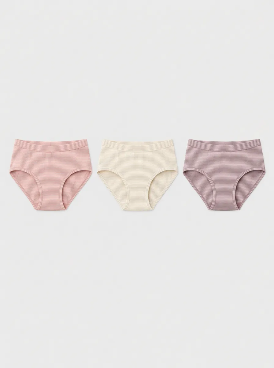 Women's Multicolor Striped Ribbed Briefs 3-Pack