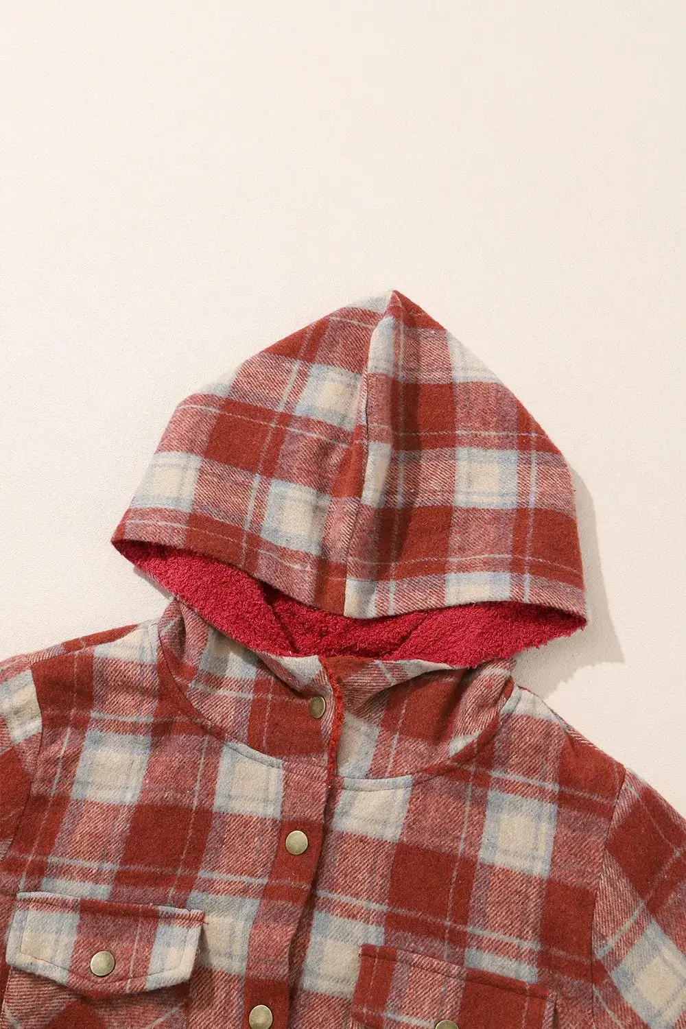 Fleece Lined Plaid Hooded Jacket