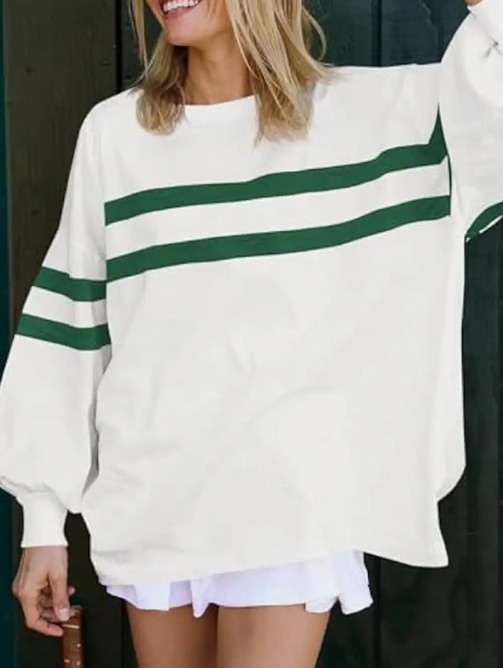 Striped Crew Neck Loose Sweatshirt