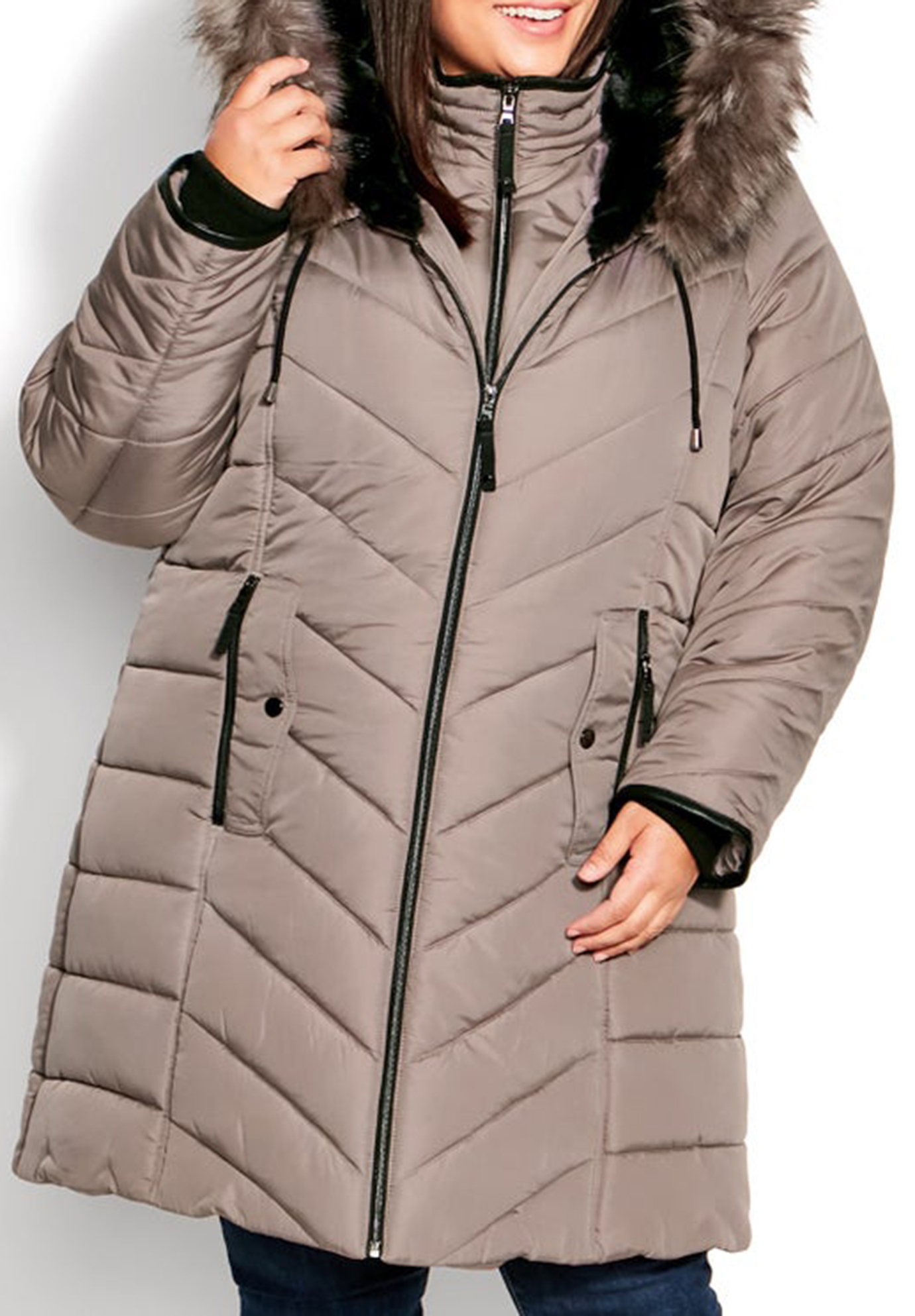 Double Zipper Mid Length Down Jacket