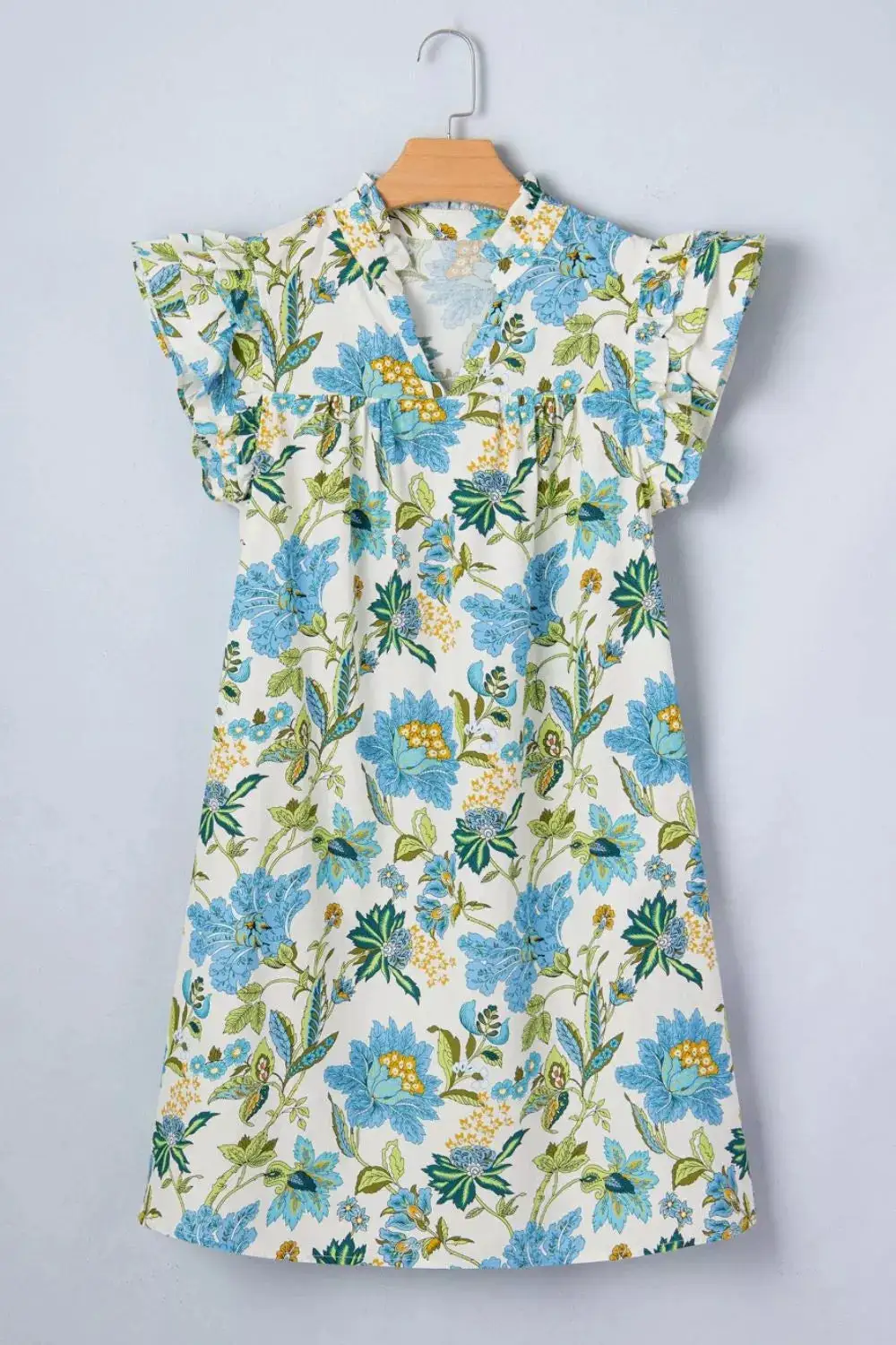 Floral Printed V Neck Mini Dress