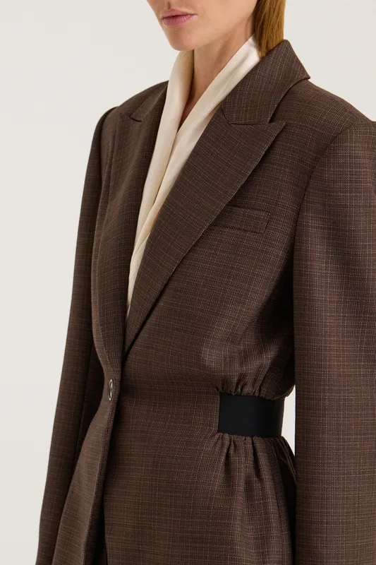Ganache Cinched Waist Longline Blazer