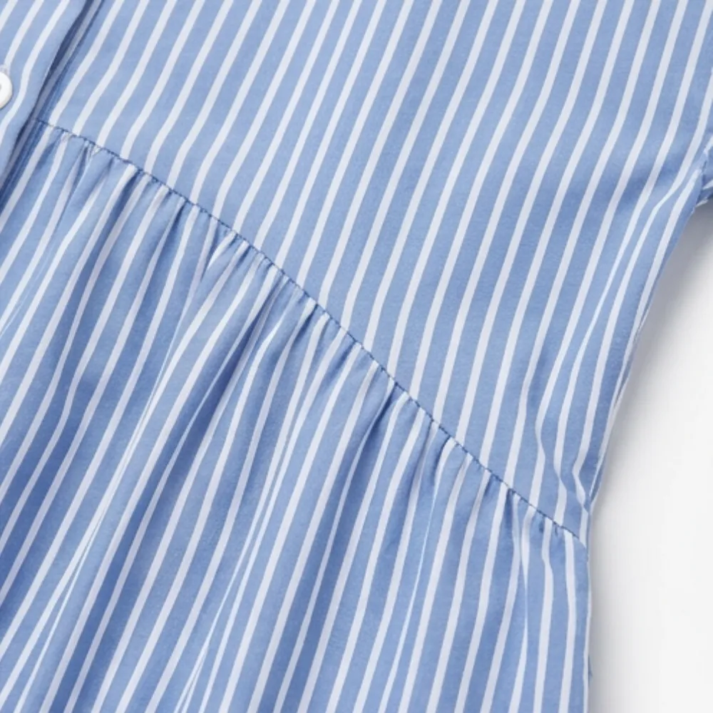 Shirt Striped Airy Midi Dress