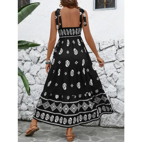 Printed Square Neck Maxi Cami Dress