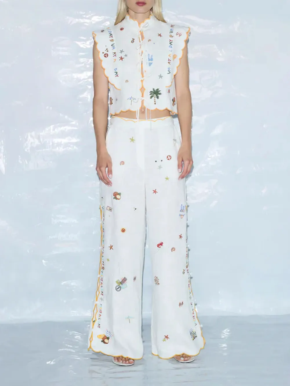 Casual Style All Day Scallop Edge Pants