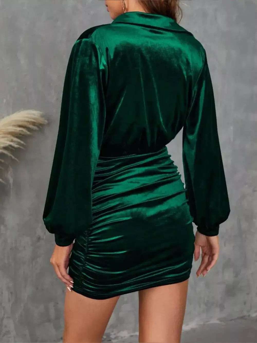 Comfort Fit Velvet Ruched Mini Dress