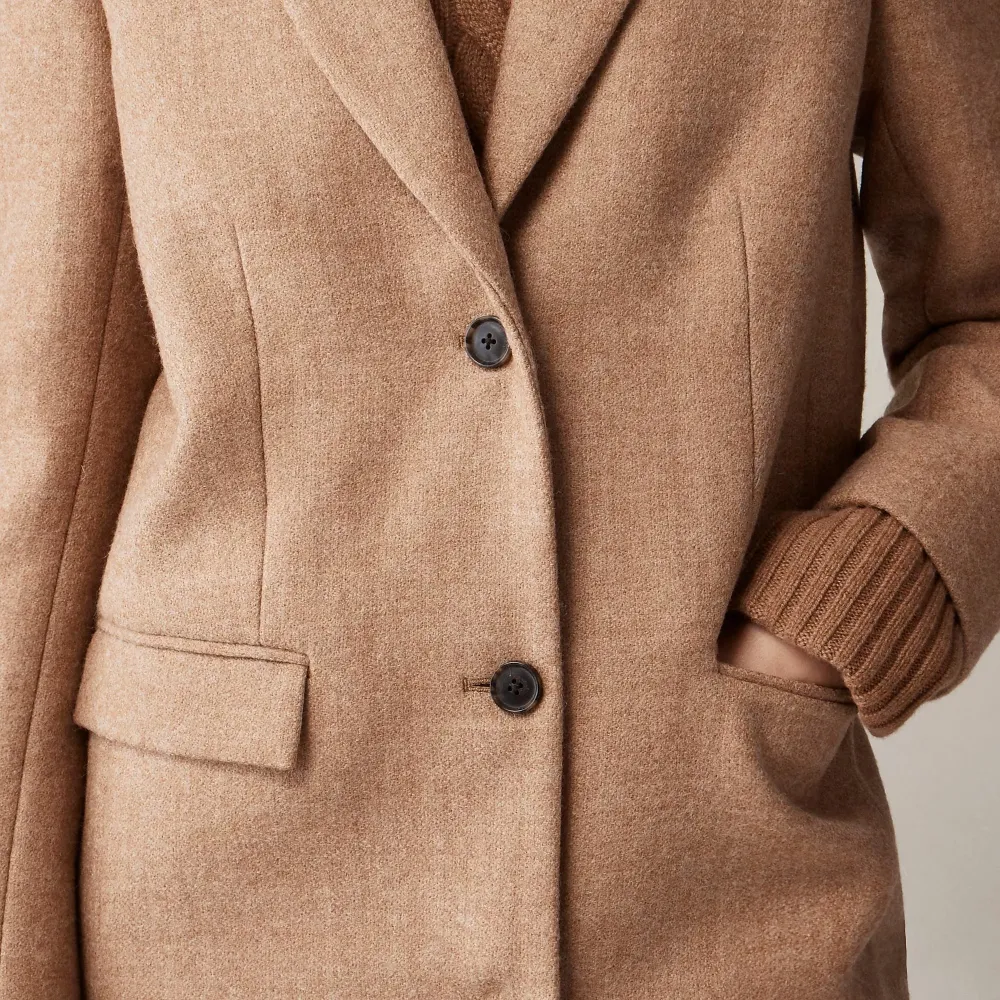 Lapel topcoat wool-blend