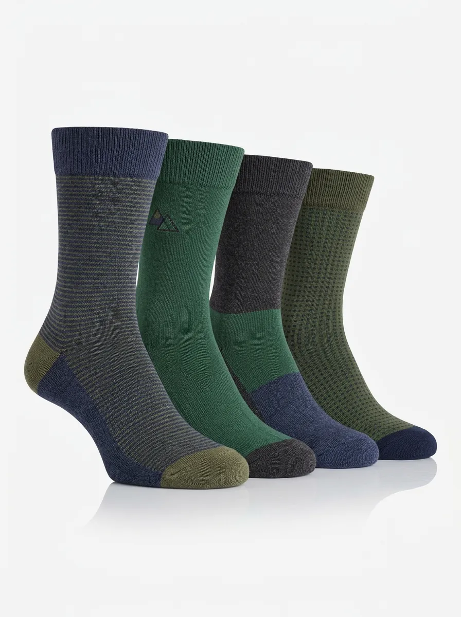Daily Crew Printed Finish Men's Four Pair Socks