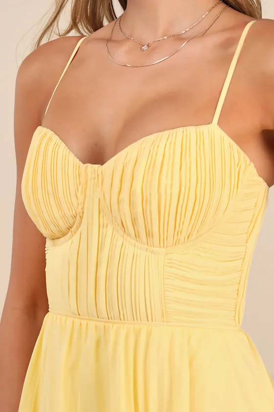 Cascading Crush Light Blue Tiered Bustier Midi Dress