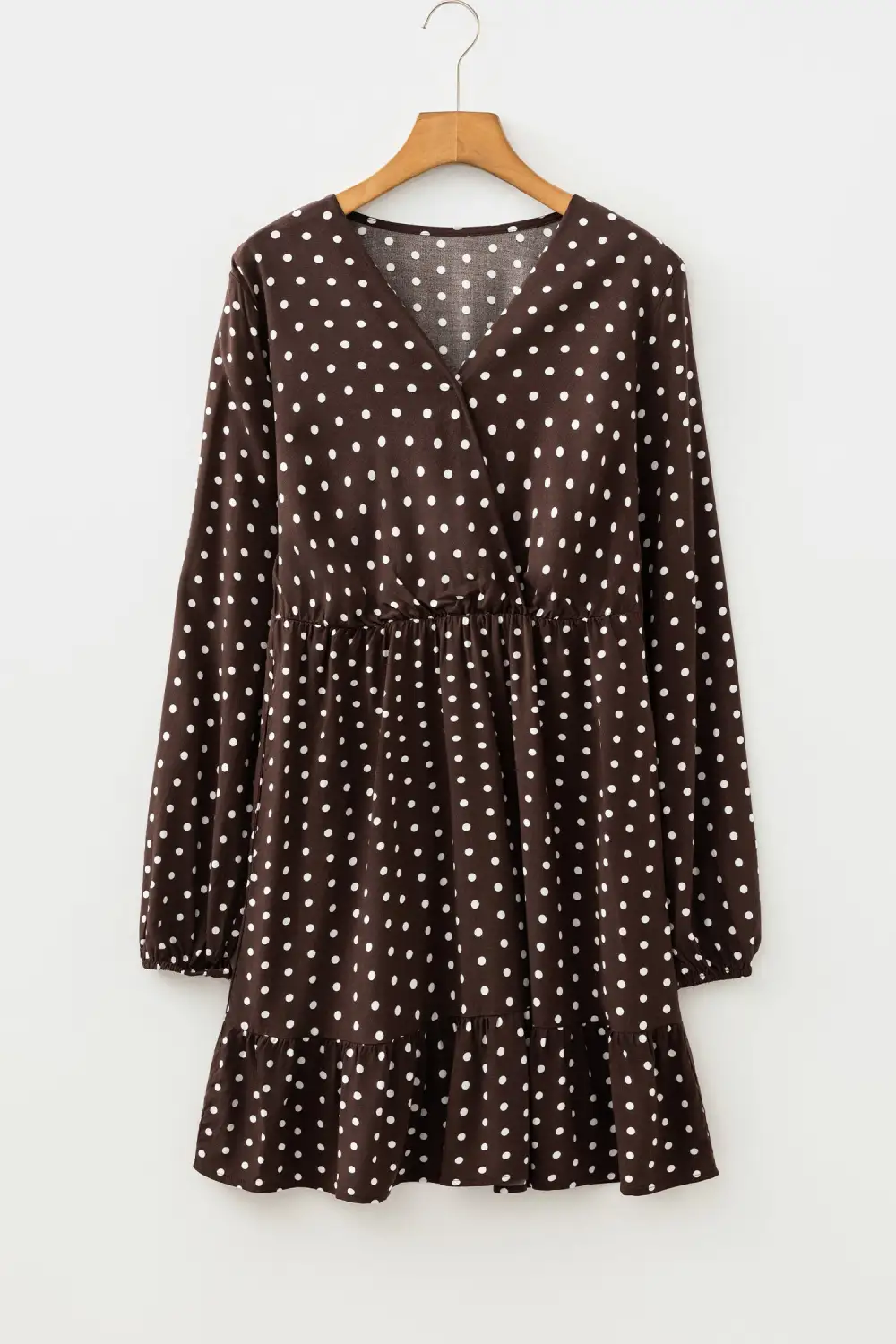 Polka Dot V Neck Ruffle Mini Dress