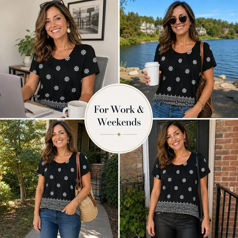 🔥Last Day: 8-Pack Only $24 🎨Women's Pleated Short-Sleeve Top