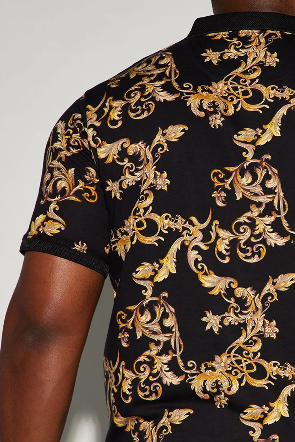 Graphic Short Sleeve Polo - Black