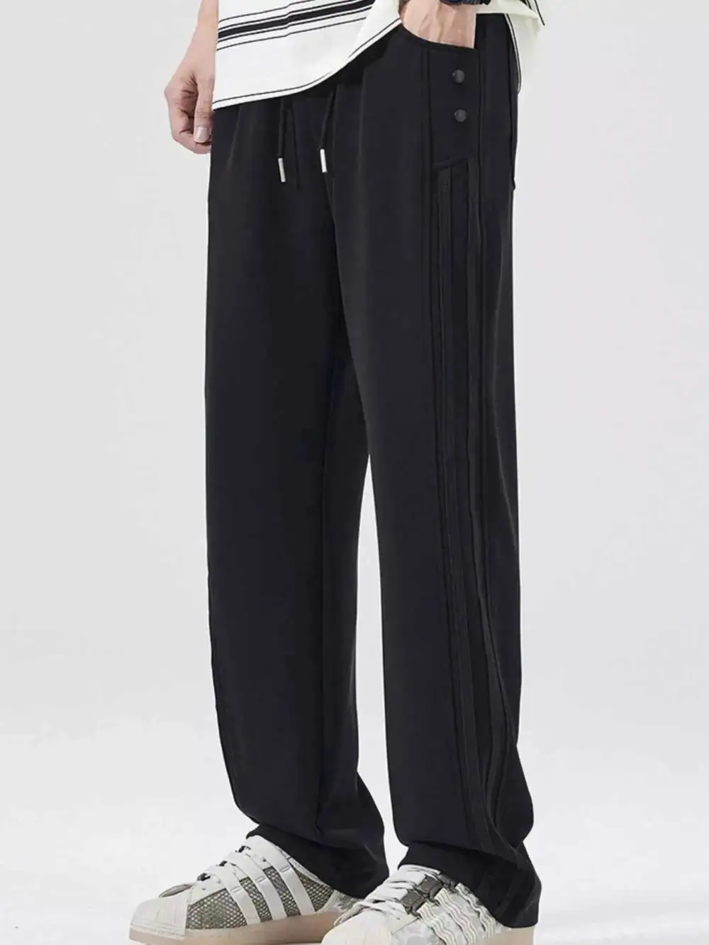 Drawstring Wide Leg Casual Pants