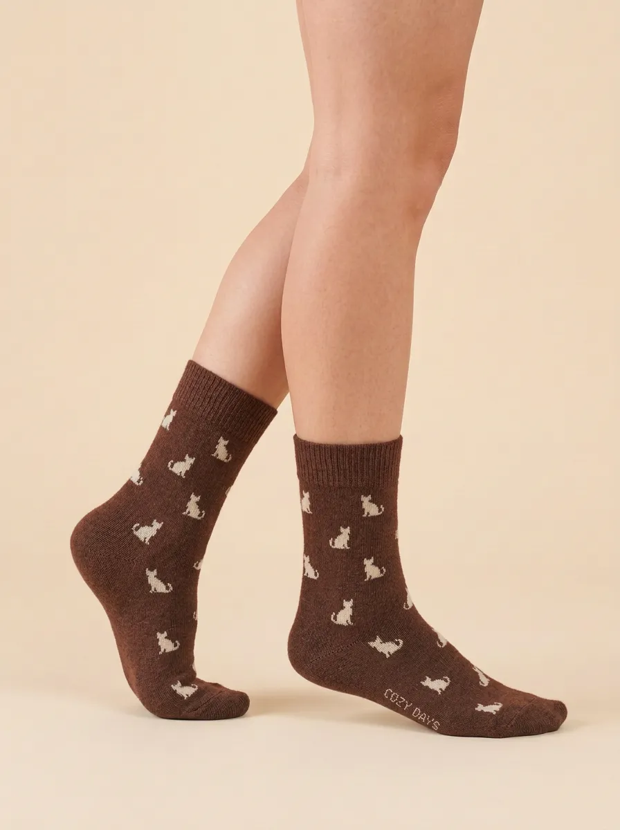 Cat-Motif Casual Socks