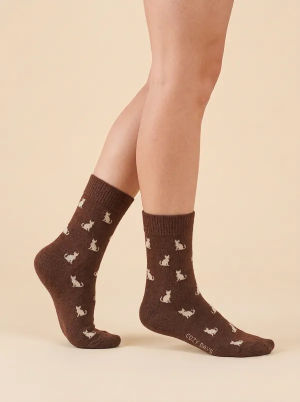 Cat-Motif Casual Socks