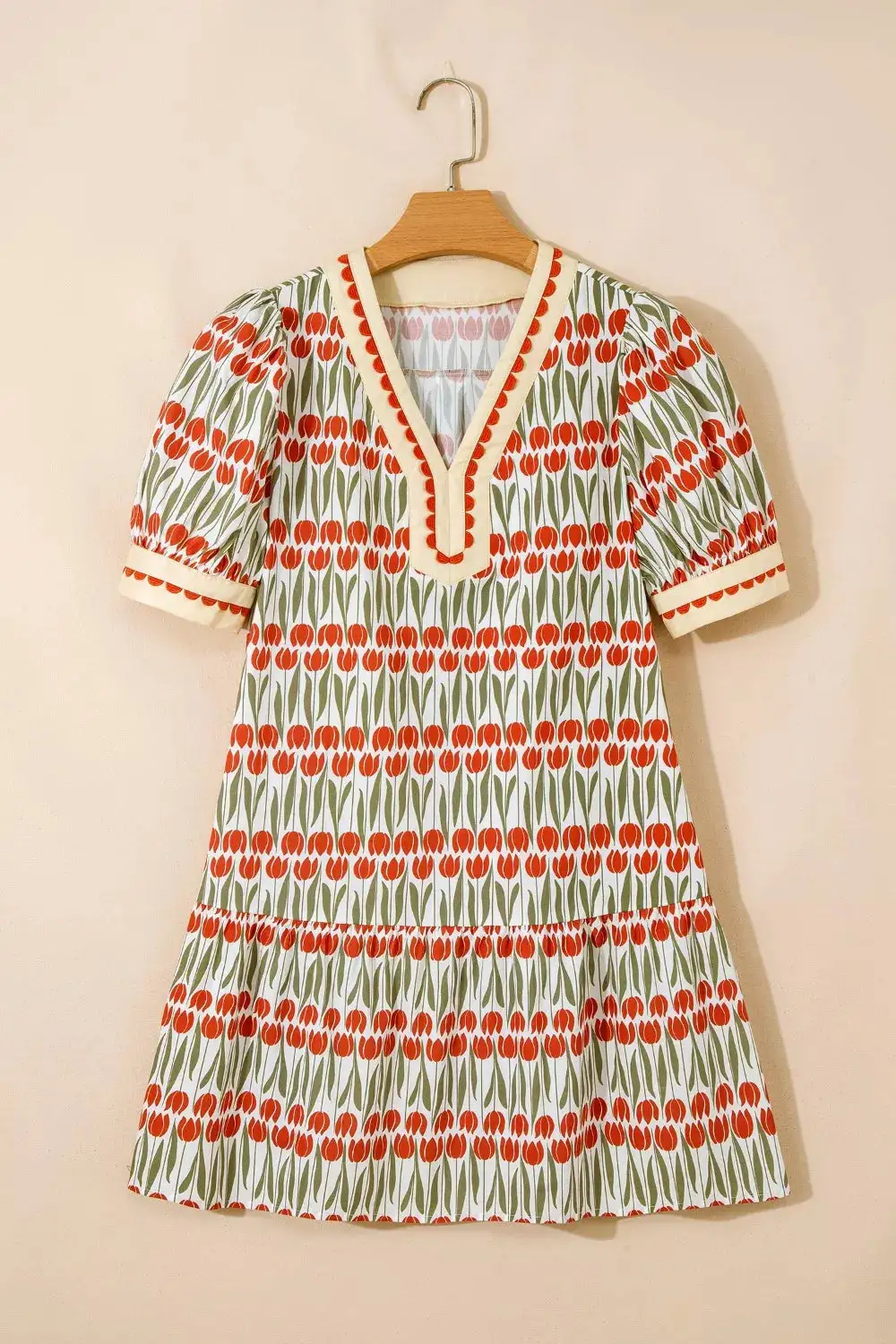 Floral Printed Cotton Blend Mini Dress