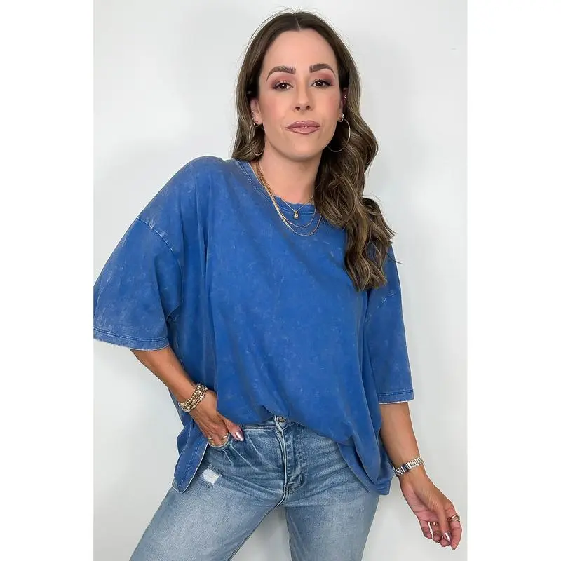 6PACK-Mineral Wash Oversized Top - BACK IN STOCK