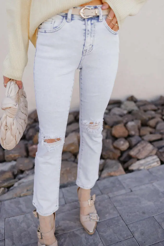 Distressed Comfort Flare Jeans