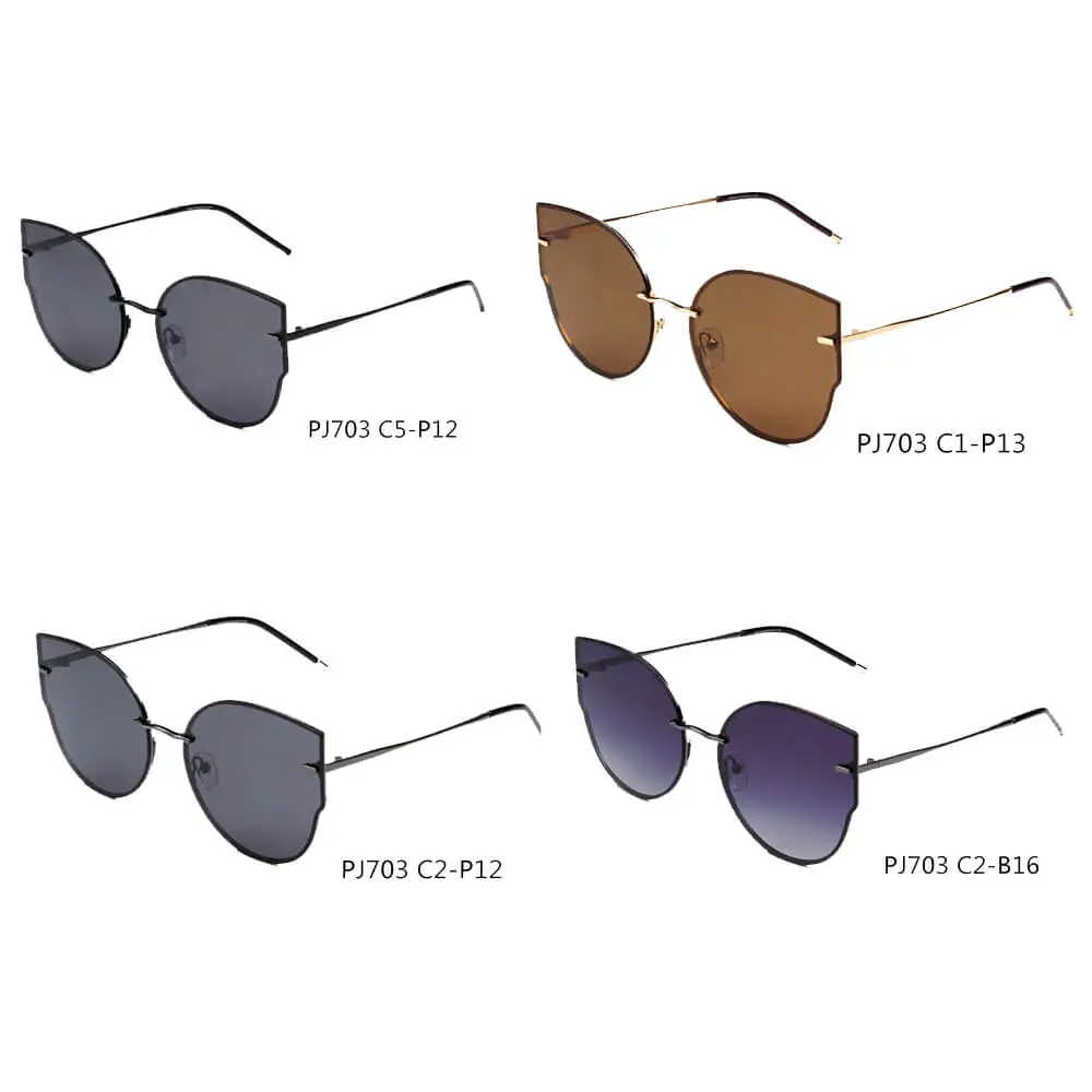 Polarized Round Cat-Eye Modern Profile Sunglasses
