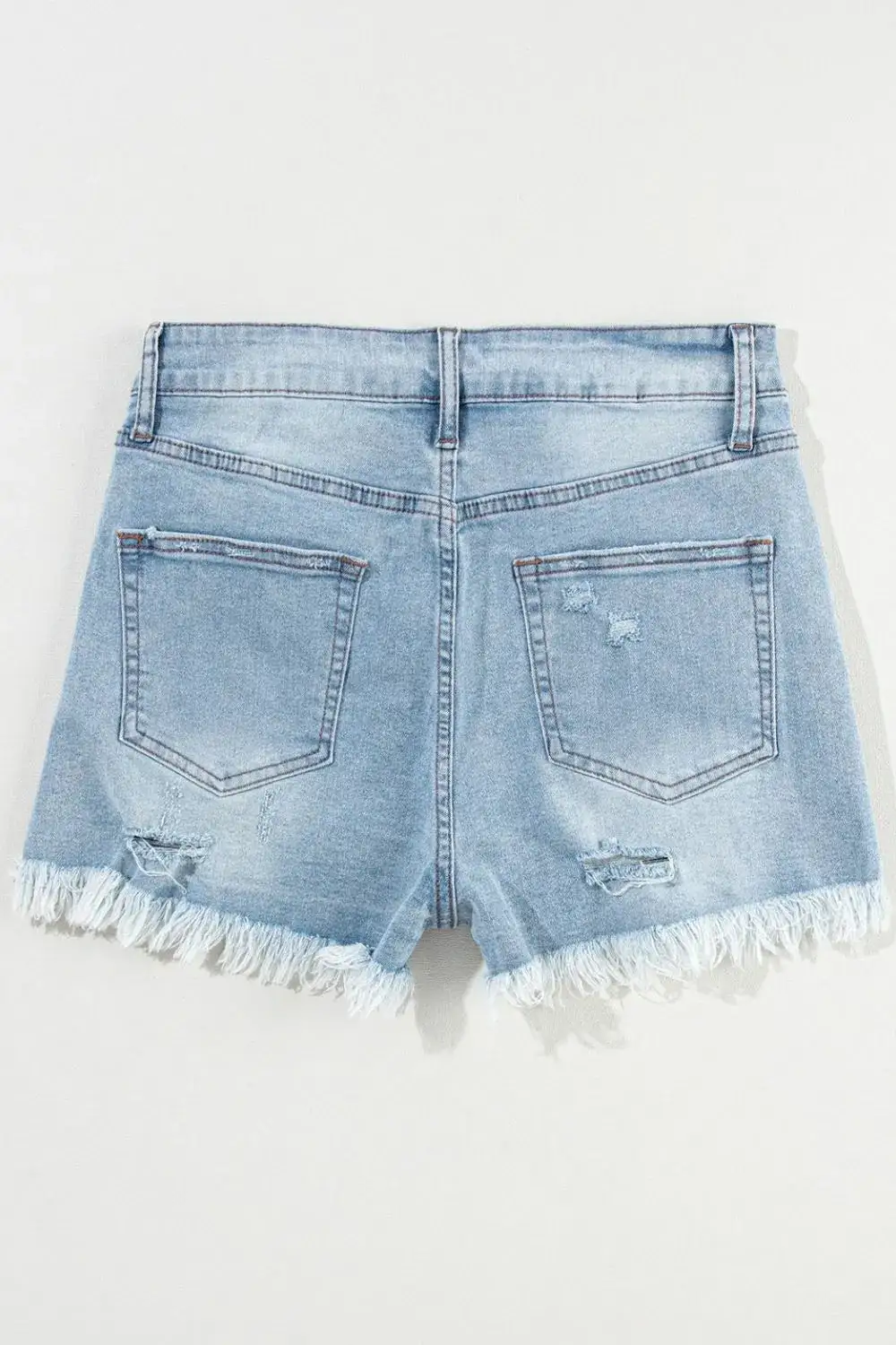 Distressed Raw Hem High-Waist Denim Shorts