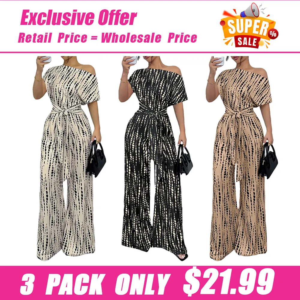 Women's printed tie-waist jumpsuit