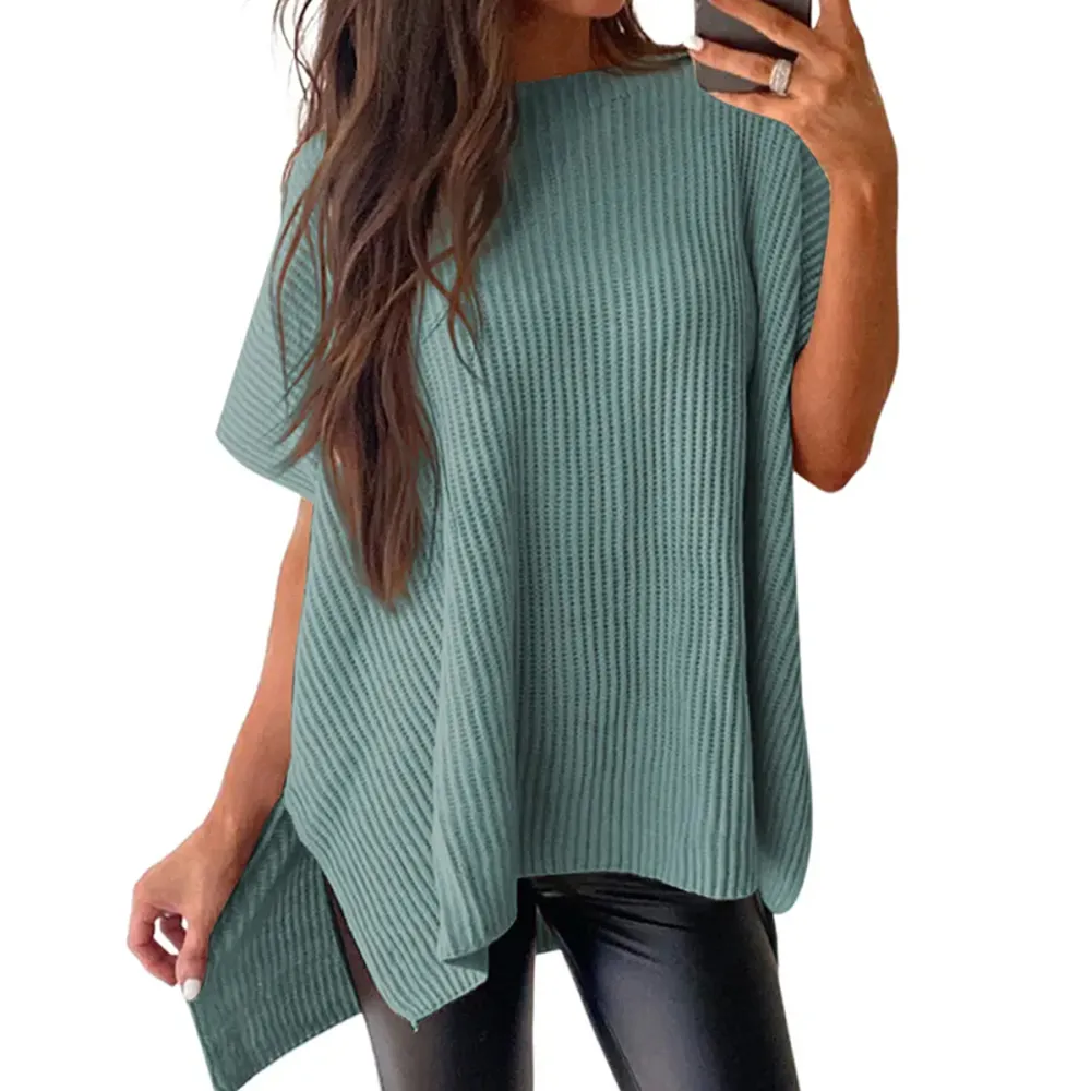 🔥Hot Sale💥 - Women's Round Neck Batwing Short Sleeve Loose Knit Top