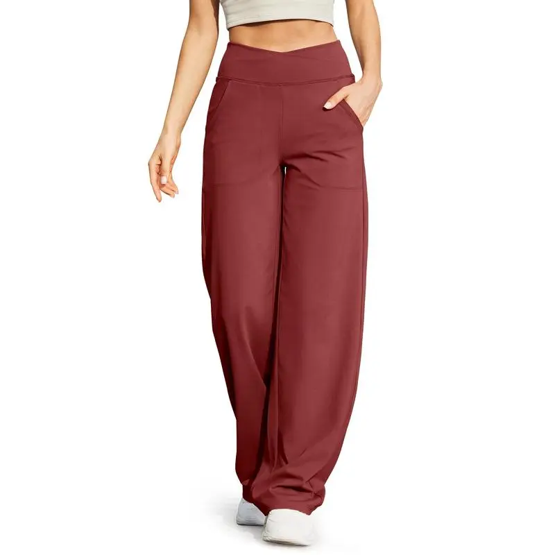 Women’s High-Waist Wide-Leg Yoga Pants – Petite to Tall with Pockets