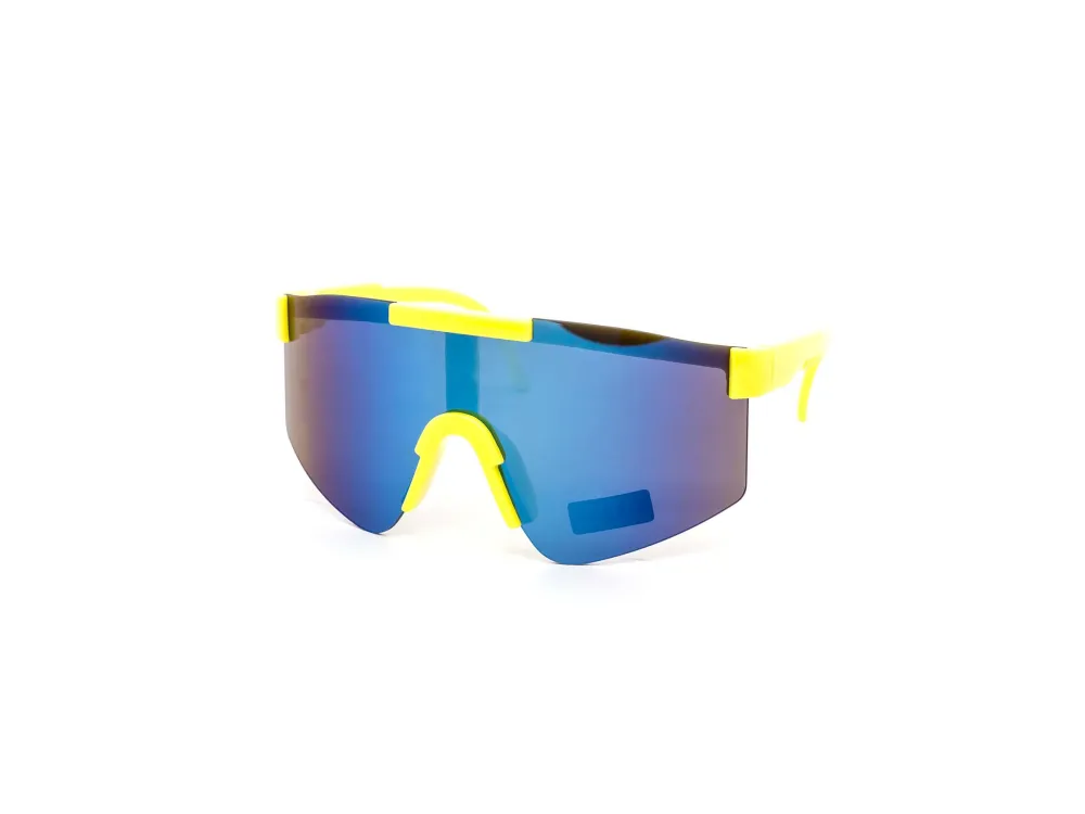 12-Pack Kids Oversized Sport Rimless Shield Burnt Mirror Sunglasses