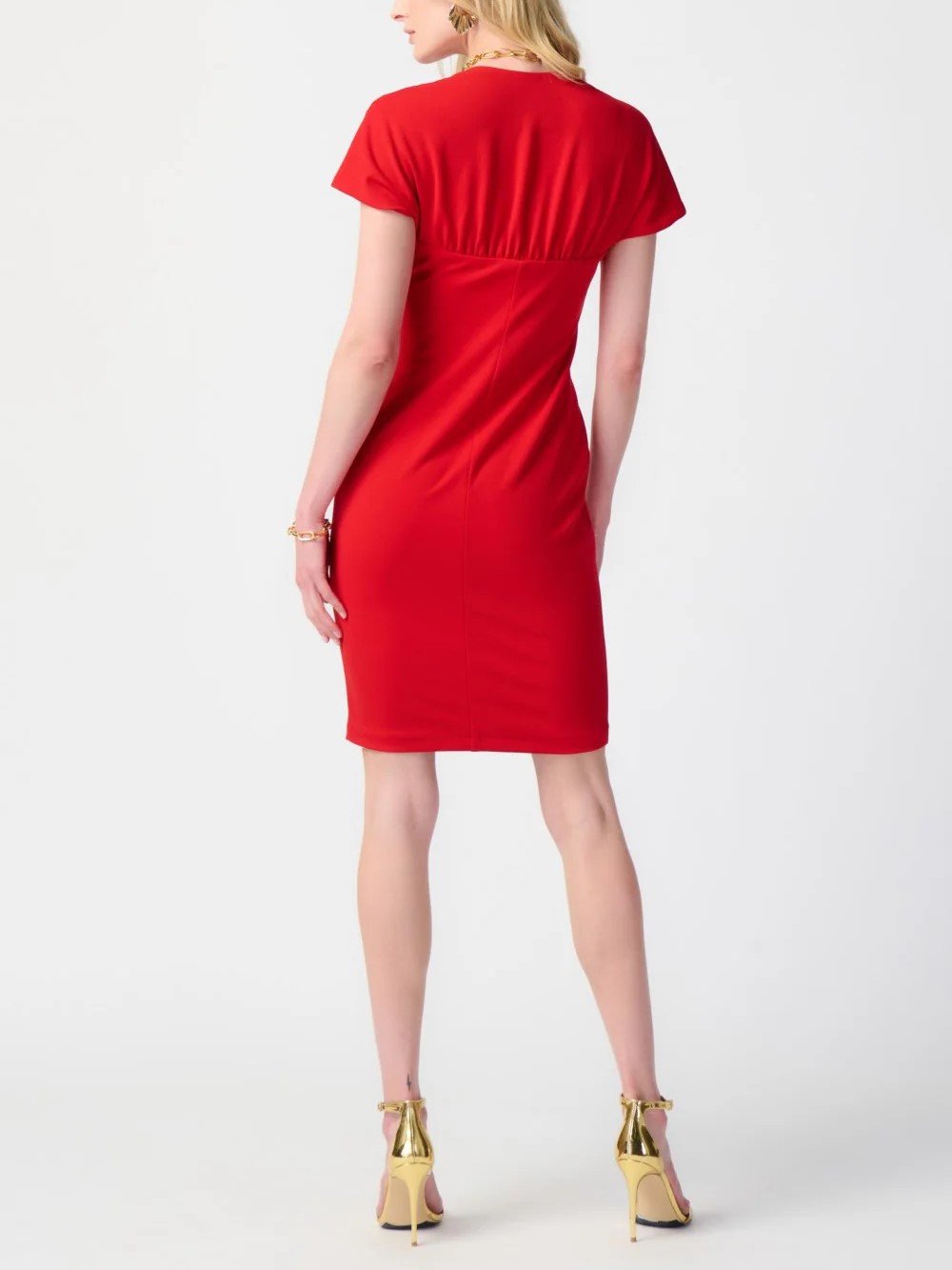 Red Square Neck Cap - Sleeve Dress