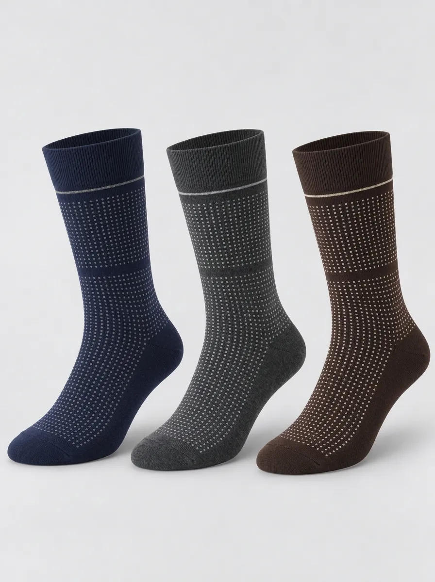 Men's Multicolor Dot Pattern Crew Socks 3-Pack