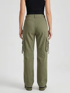 Flexible Embroidered Detail Tactical Style Training Look Women's Multi Pocket Cargo Pants