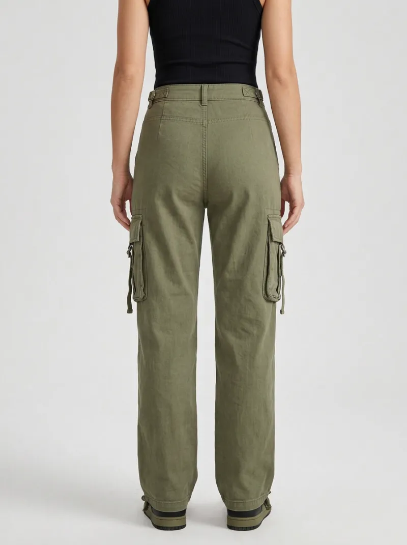 Flexible Embroidered Detail Tactical Style Training Look Women's Multi Pocket Cargo Pants
