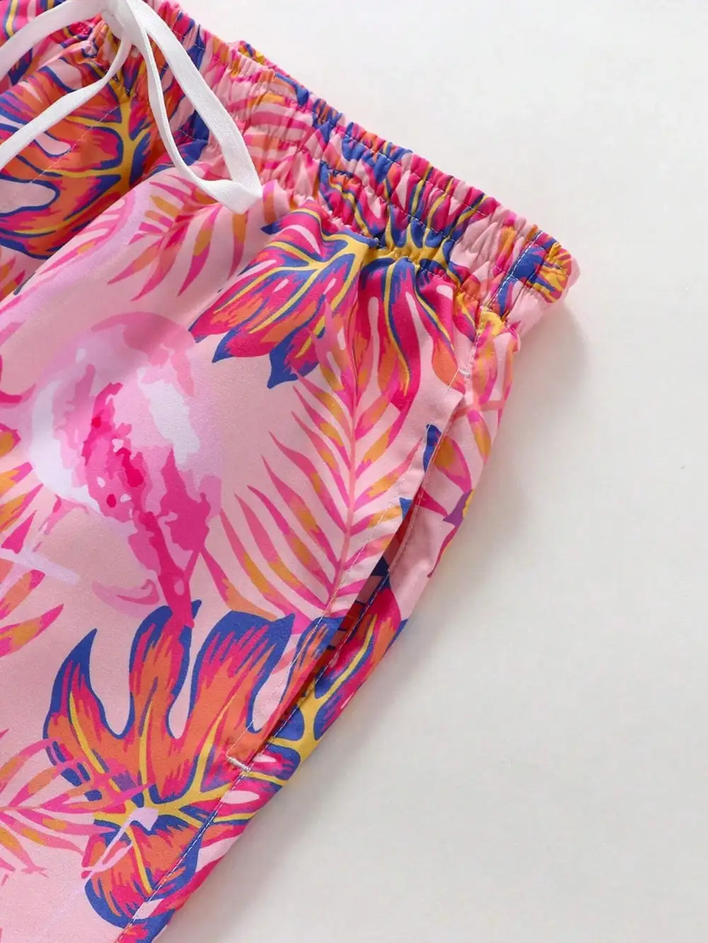 Men's Vibrant Leaf and Flamingo Beach Shorts