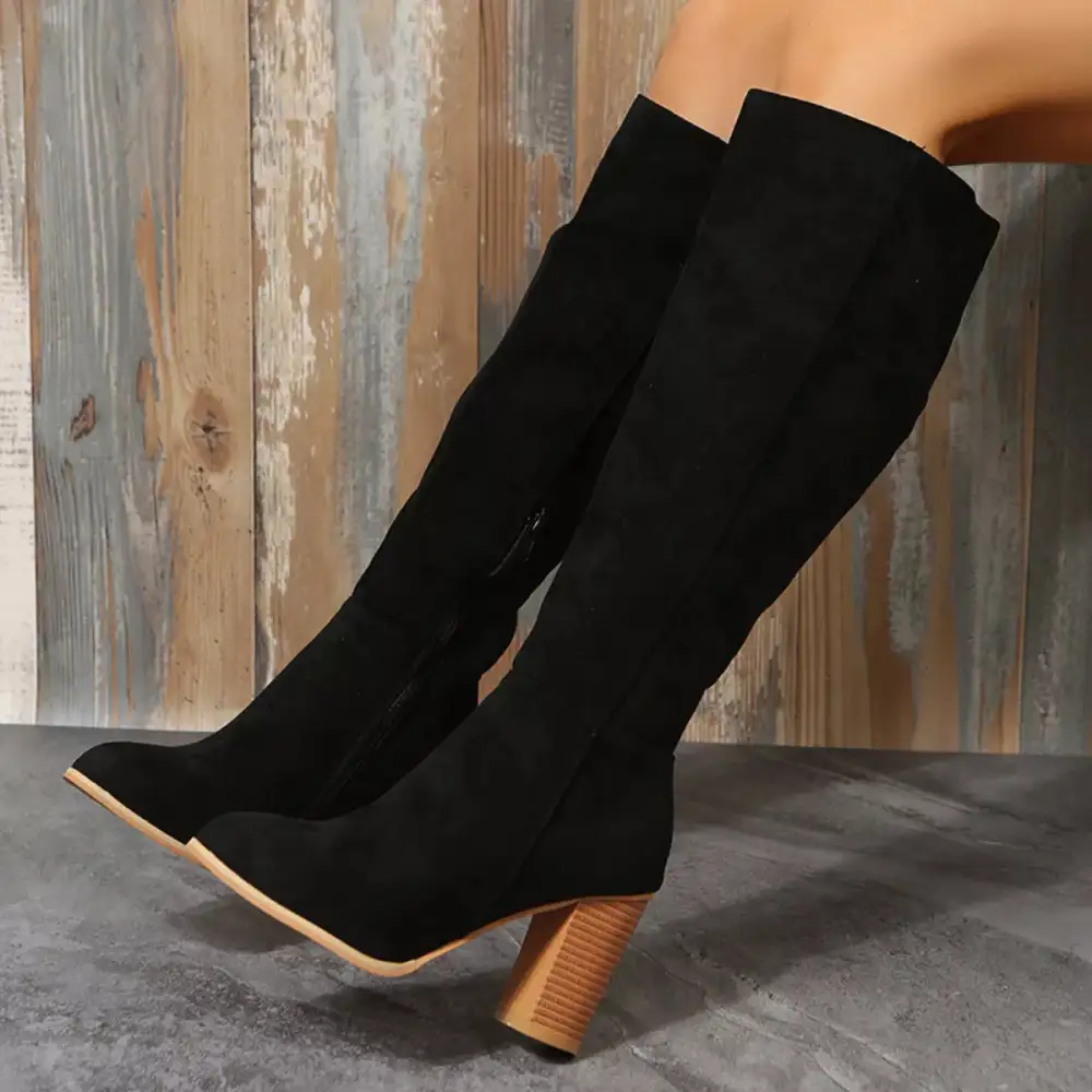 Point Toe Block Heels Boots