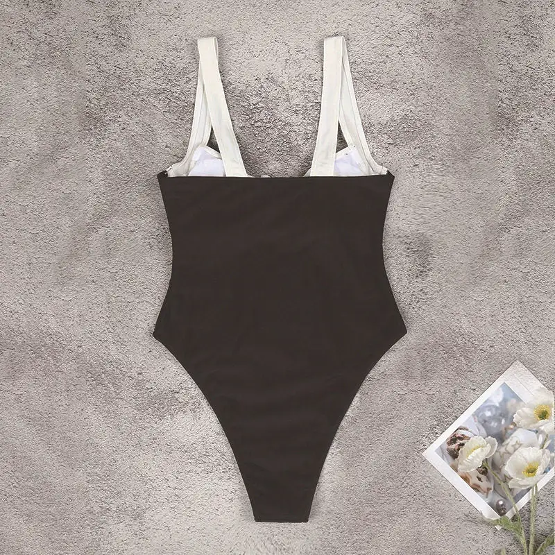 Women S One-piece Swimsuit Block Bikini Beachwear