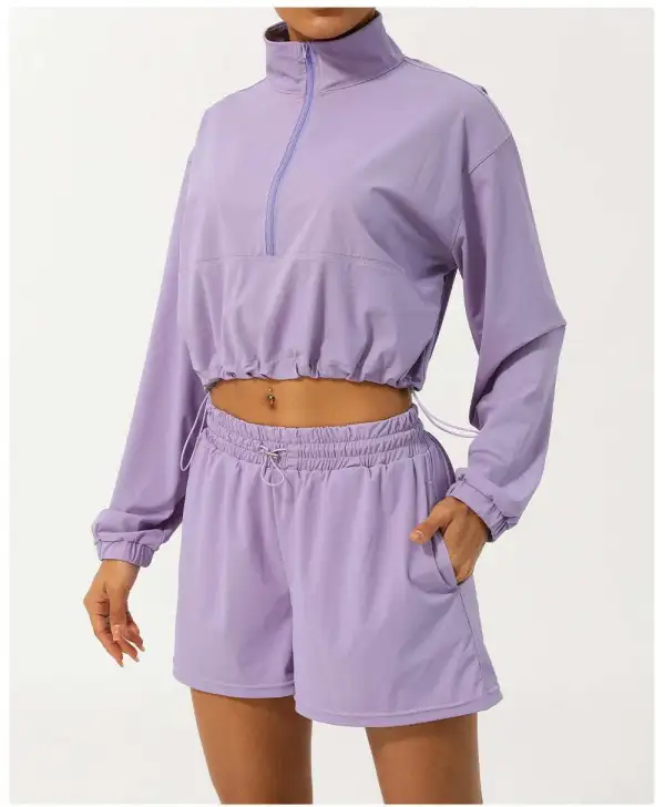 Zip-Front Quick-Dry Top and Shorts Active Set