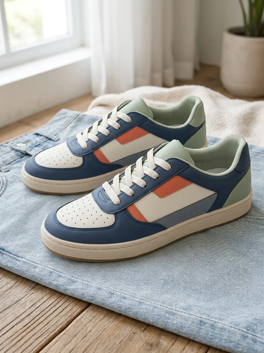 Women's Colorblock Casual Retro Printed Sneakers