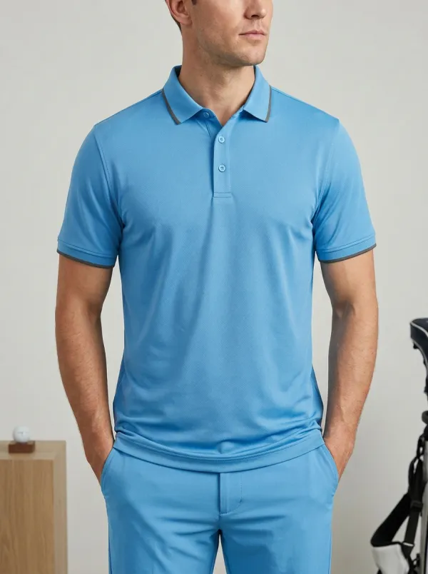 Contrast-Trim Golf Polo Shirt