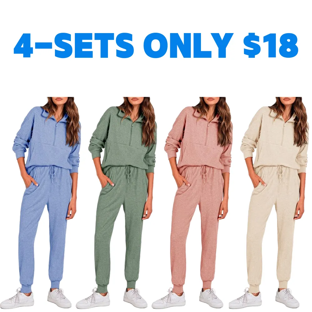 Women's Half Zip 2-Piece Sweatpants Set