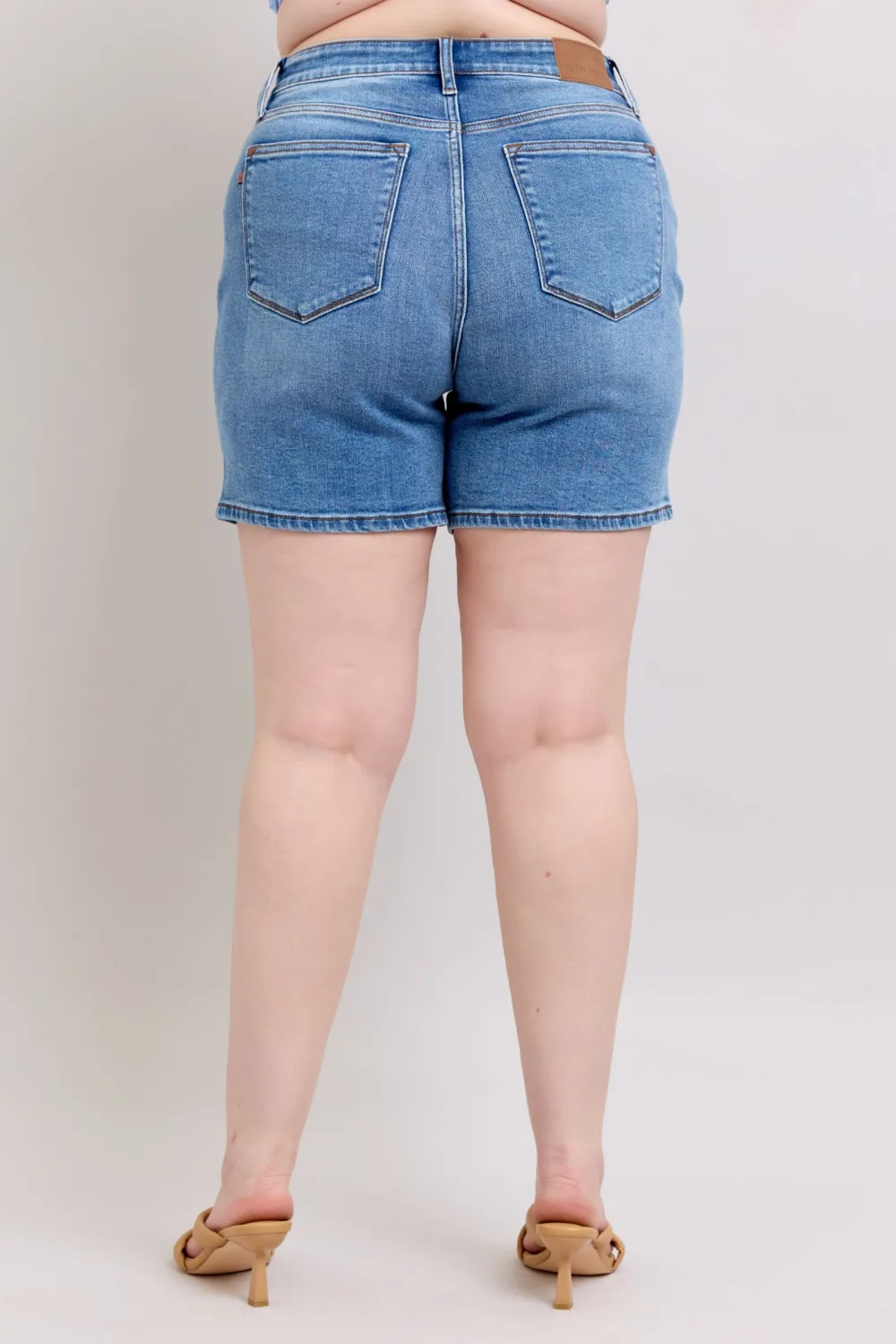Full Size 2 Button Denim Shorts with Pockets Plus Size