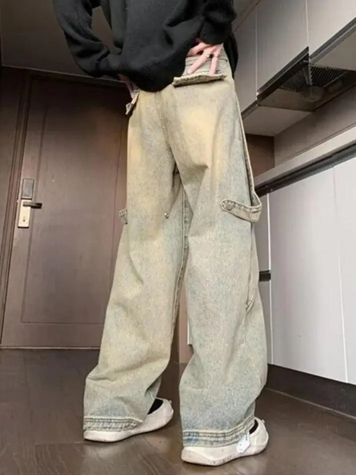 Vintage Distressed Splice Loose Jeans