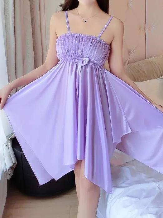 Floral Embroidery Sleeveless Nightgown