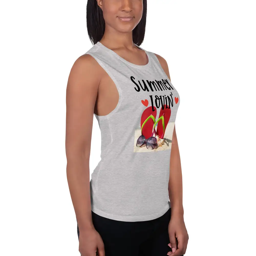 Ladies Muscle Tank Beach Lovin Tank Top