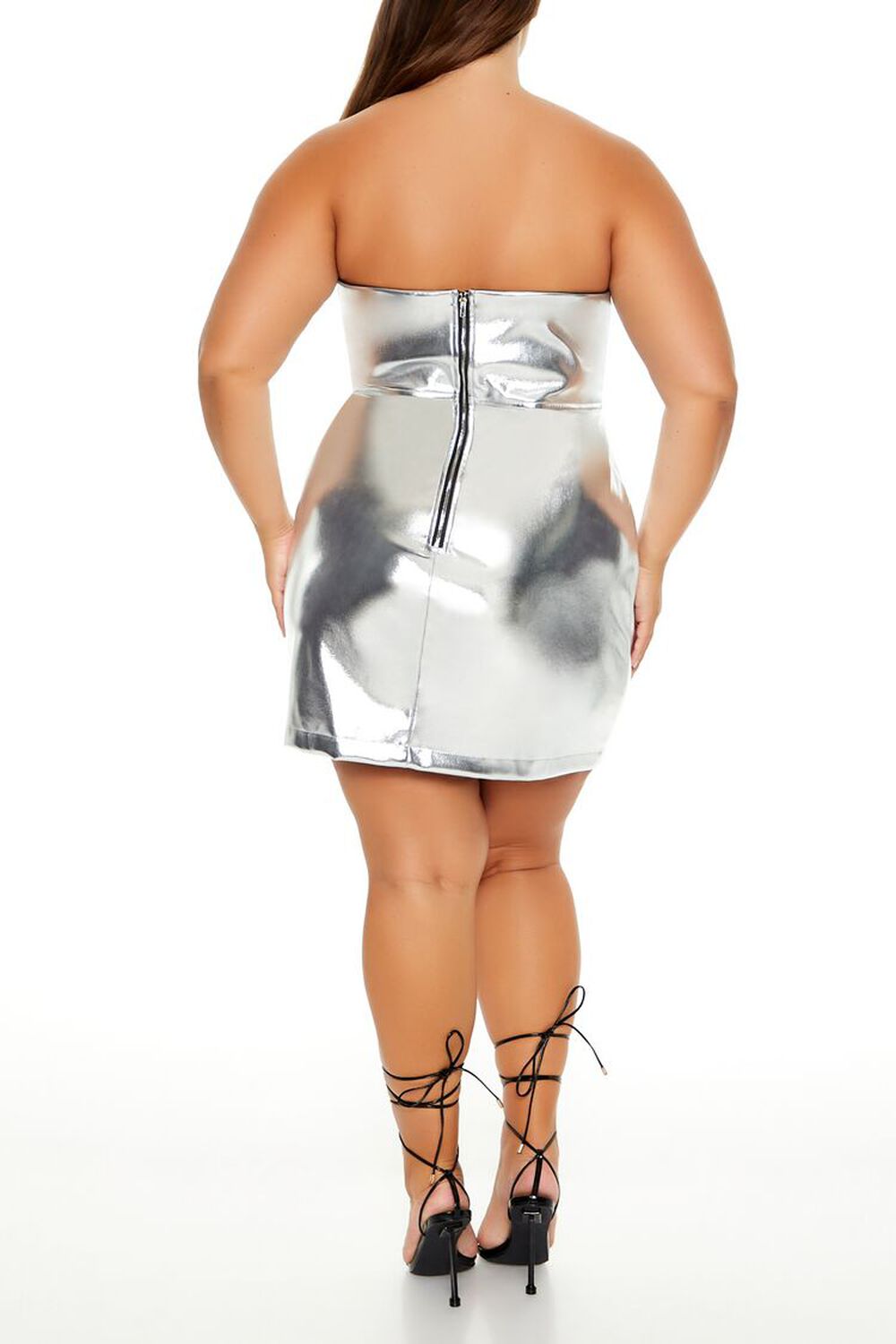 Plus Size Metallic Tube Mini Dress