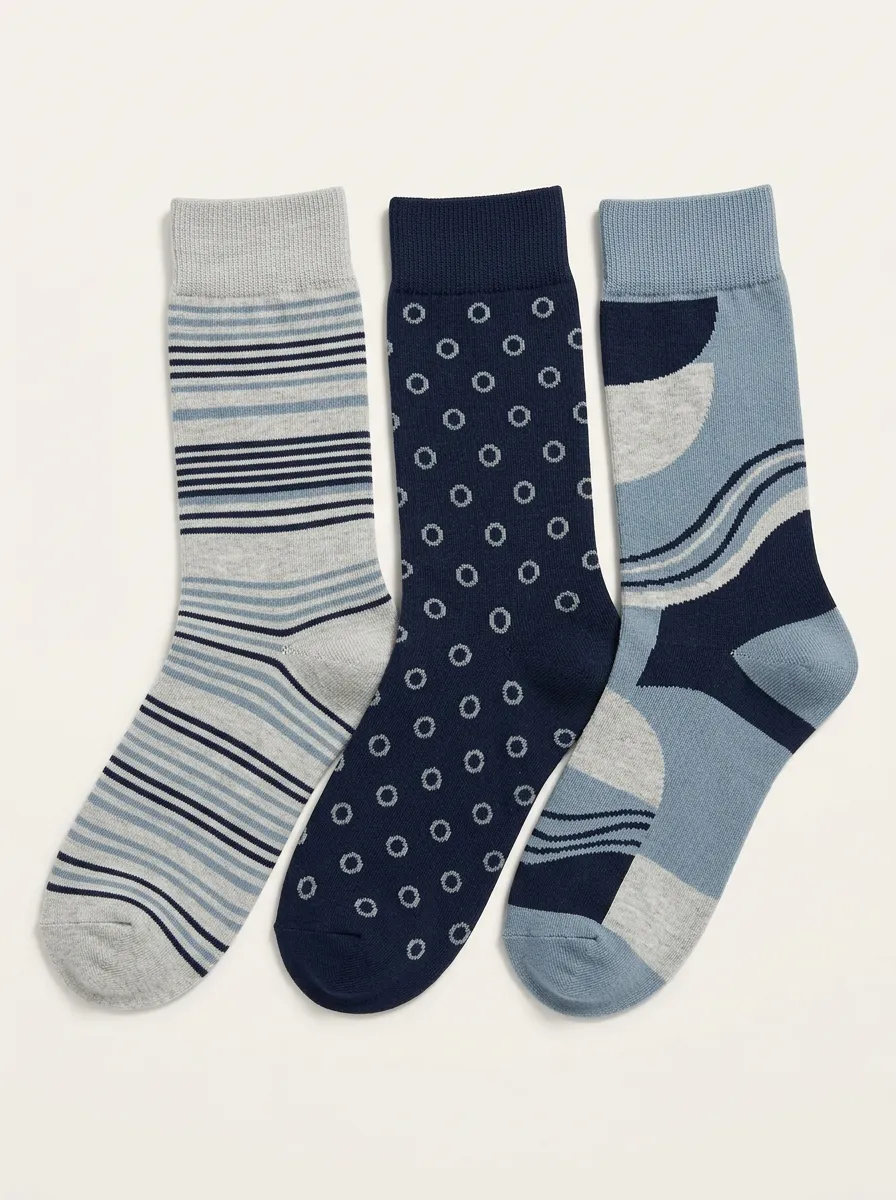 Polka Dot Striped Geometric Three Pair Sock Set